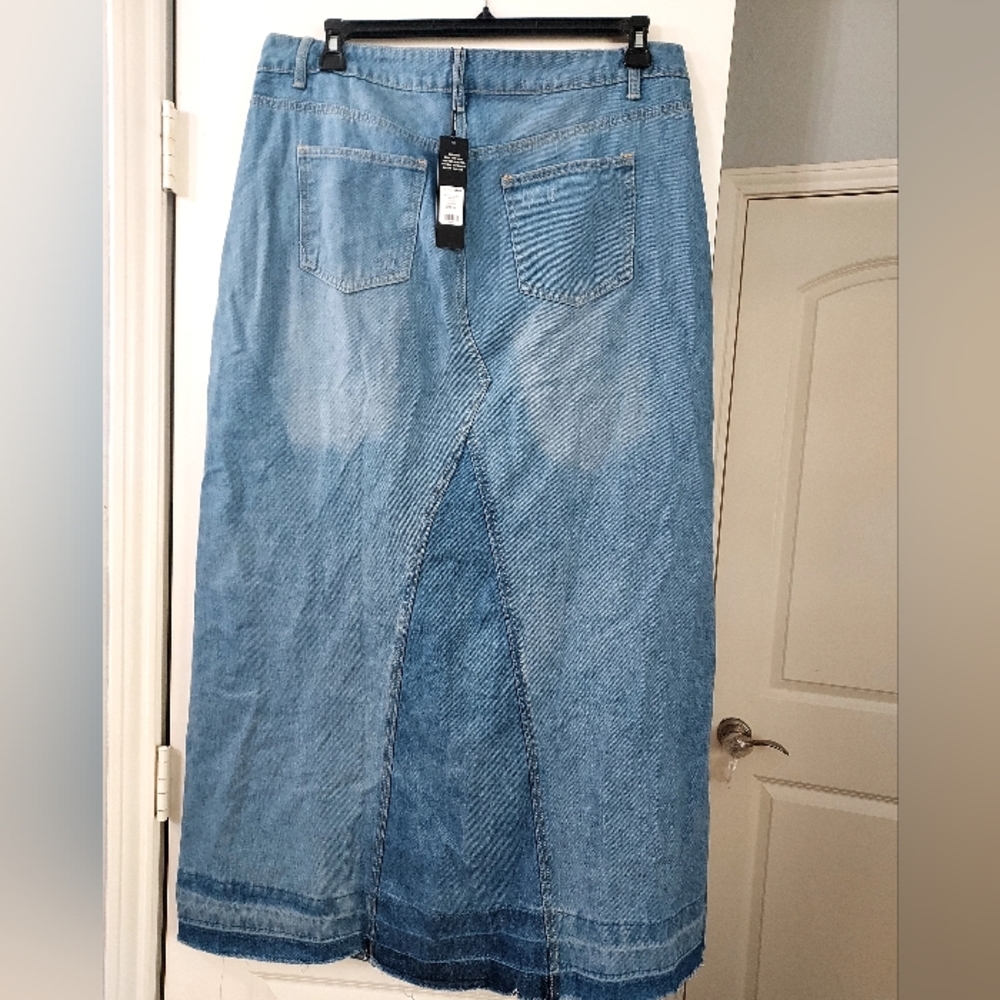Fashion Nova denim Maxi skirt,  Brand new